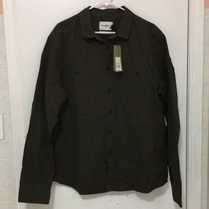 Men's olive green button up shirt